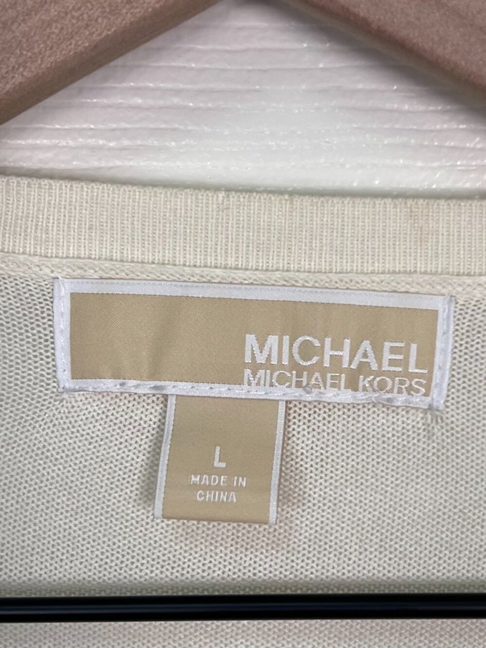 Michael Kors Studded 3/4 Sleeve Cardigan Sweater Ivory Size Large - Picture 2 of 6